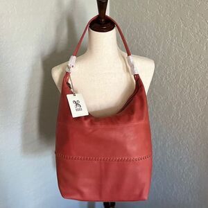 Hobo Entrine Whipstitch Leather Shoulder Tote Bag, Leather, Orange (Ginger) NWT